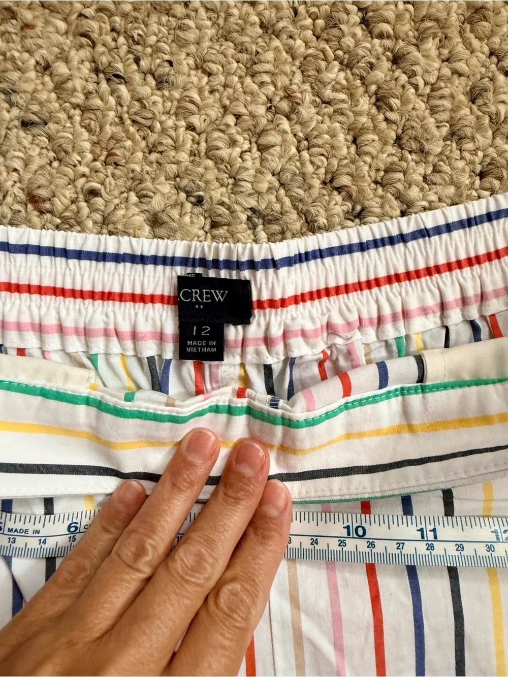 J.Crew Multicolor Stripe Tie Waist Shorts | Size 12 Cotton